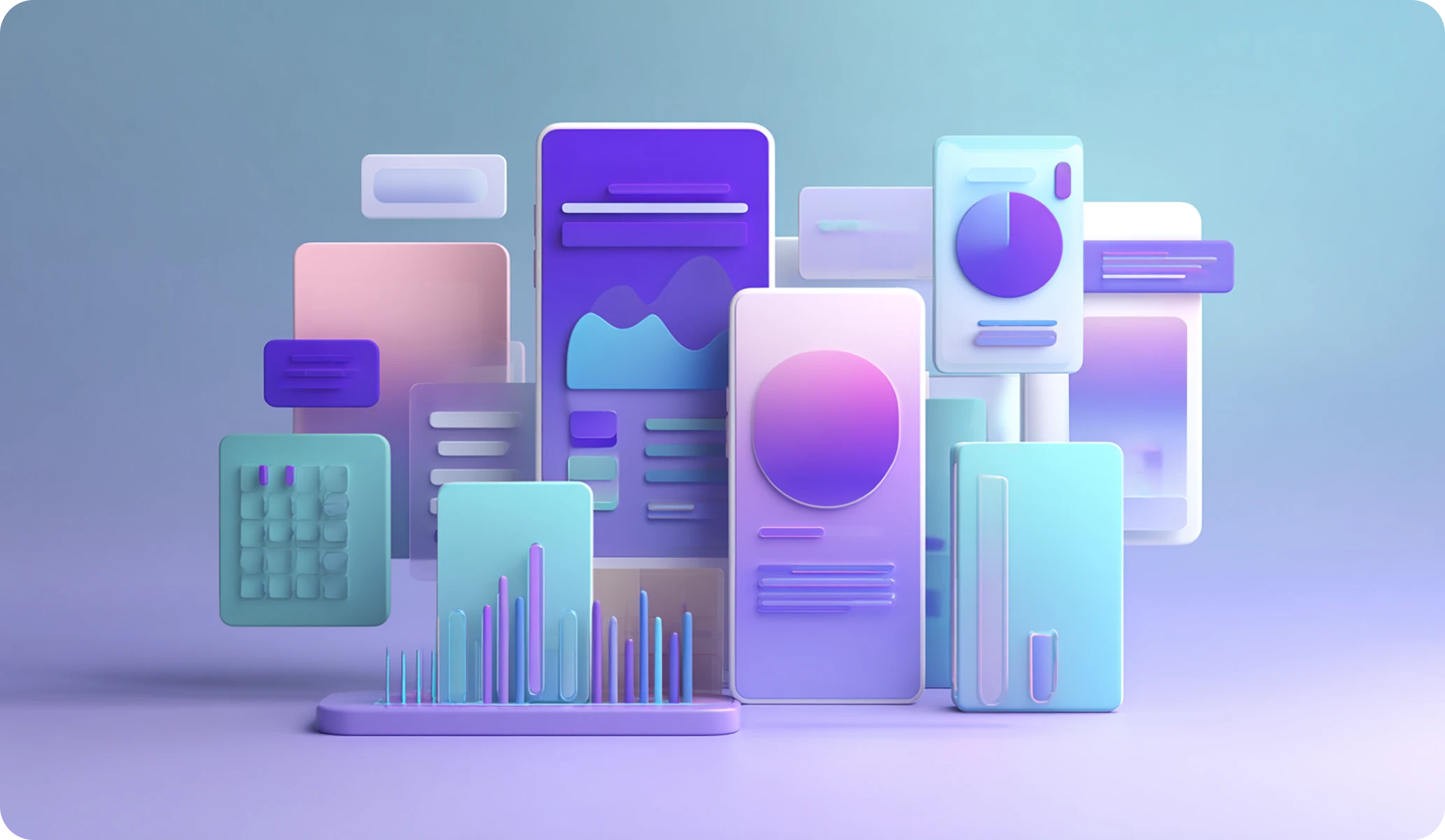 3D illustration representing mobile app promotion