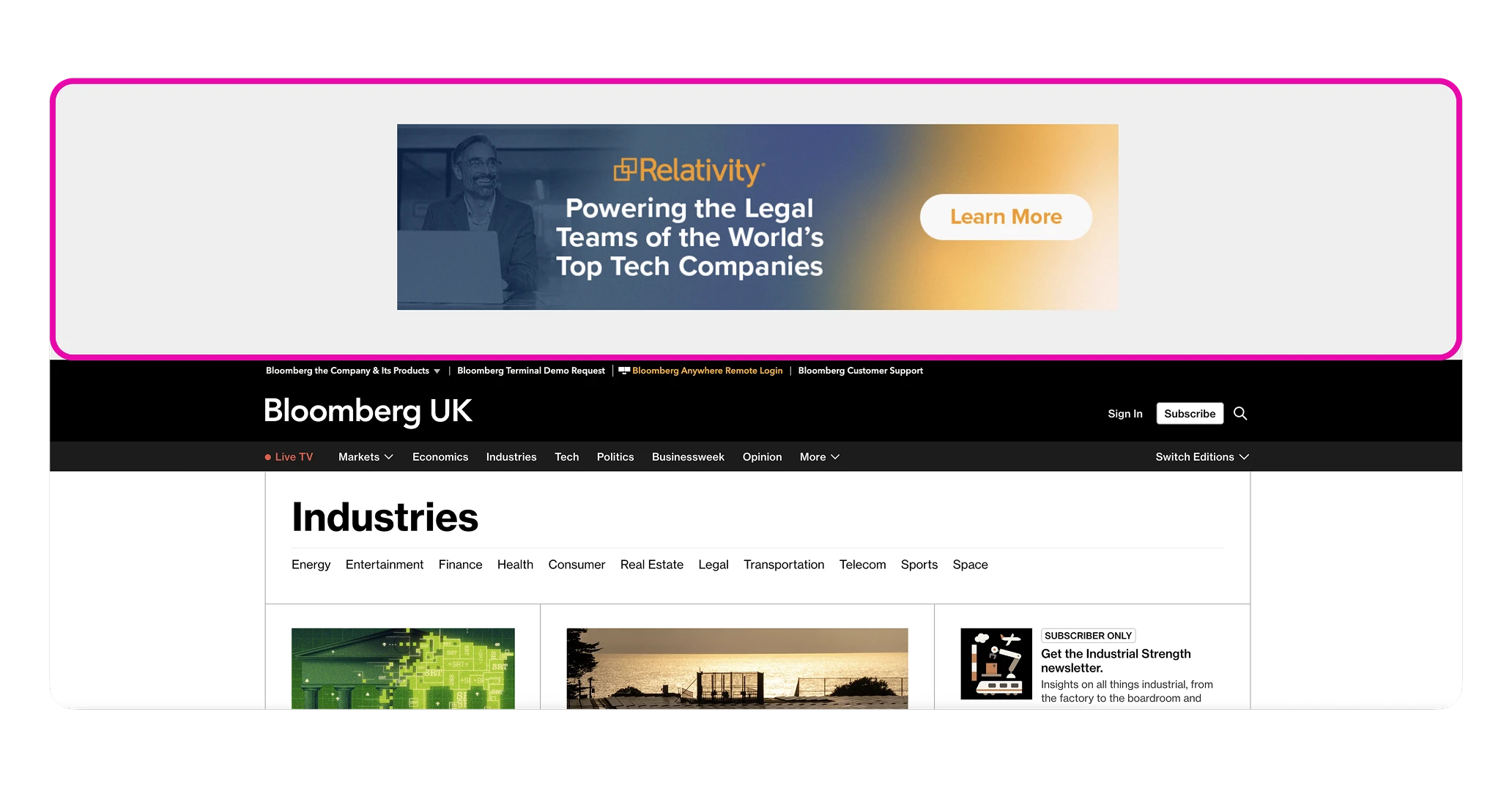 Example of app advertising through ad networks, such as Google Display Network, on websites